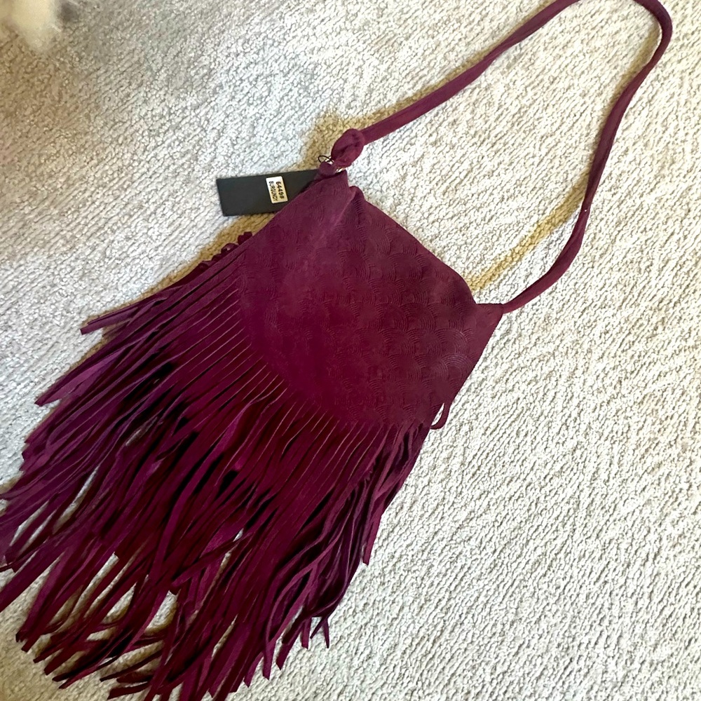 Burgundy faux shade , long strap , brand new